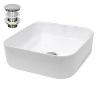 lavabo ceramico cuadrado blanco 390 x 390 x 140 mm ecd germany