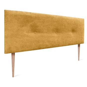 Dhome Cabecero De Pana Liso Con Botones 145x105 Con Patas Camas 120/135/140 - Mostaza