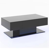 costway mesa de centro led moderna de 2 niveles con 20 luces led de colores 2 cajones de almacenamiento mesa rectangular 110 x 60 x 40 cm