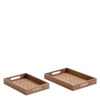 set de 2 bandejas decorativas rectangulares marrones l40