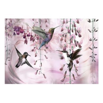 Papel Pintado 3d - Flying Hummingbirds (pink) (150x105 Cm)
