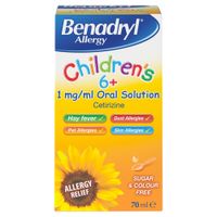 benadryl allergy relief for children 6 1mgml oral solution - 70 ml