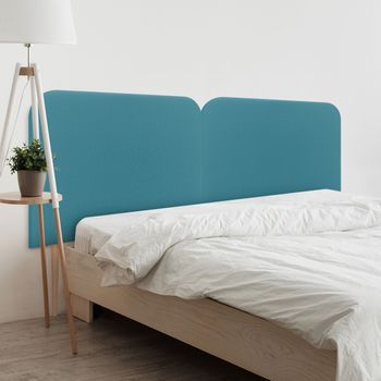 Dhome Cabecero Turquesa Curvo Tapizado En Polipiel 200 Dual Con Patas Altura 125cm Para Pared Acústico Absorbente Cama Dormitorio (turquesa, 200 Dual)