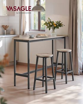 2 taburetes de bar con reposapiés de color greige mélange y blanco