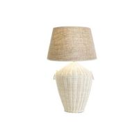 lampara sobremesa ratan lino 42x42x70 blanco