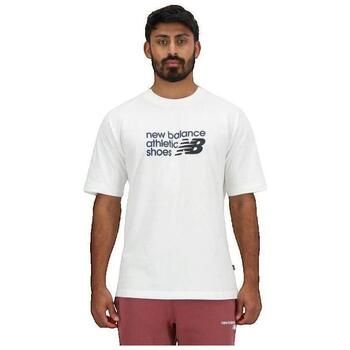 New Balance Camiseta T-shirt New Balance manches courtes col rond blanc para hombre