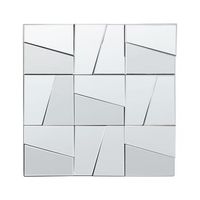 espejo de pared moderno forma cuadrada 80 x 80 cm con ganchos vidrio y mdf plateado ancemont