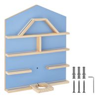 estanteria con forma de casa madera maciza para 50 tonies azul