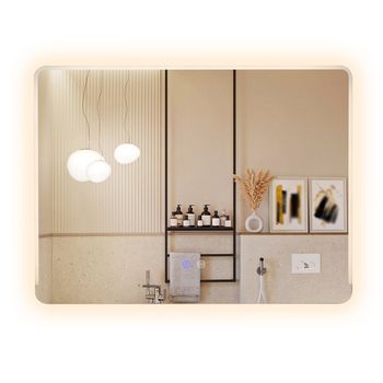 Costway Espejo LED 80x60cm Para Baño Con Luz Antivaho y 3 Colores Regulables Plata