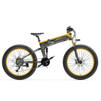 Bicicleta De Montaña Eléctrica Lankeleisi Xt750 Plus, Con Horquilla Grande Y Neumáticos Anchos (fat Tire) — Amarilla