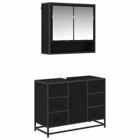 juego de muebles de bano 2 uds roble negro 80 x 33 x 60 cm vidaxl