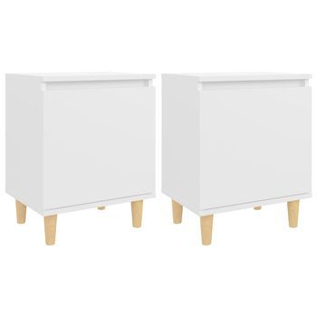 Mesitas De Noche 2 Uds Patas Madera Maciza Blanca 40x30x50 Cm Vidaxl