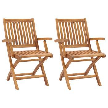 Pack 2 Uds Sillas De Jardín | Silla De Exterior | Sillón Plegables Madera Maciza De Teca Cfw599527