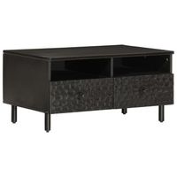 mesa de centro con cajones diseno moderno y contemporaneo 80 x 54 x 40 cm madera maciza de mango negro y hierro dec039780