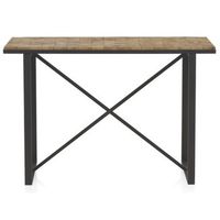 mesa consola de madera con frente de bloque