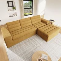 sofa de 3 plazas de chenilla - asiento con muelles ensacados y espuma - 220 x 81 x 87 cm - hierro y madera maciza - amarillo