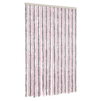 Cortina Antimoscas Chenilla Gris Plateado Y Rosa 118x220 Cm
