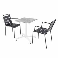 mesa de jardin de martaupe laminado y 2 sillones grises opera - oviala