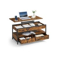 mesa de centro elevable marron rustico y negro tinta marron rustico  negro tinta  50p x 100a cm