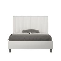 cama doble con almacenaje acolchada 140x210 cuero sintetico blanco agueda
