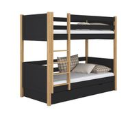 litera de madera con cajon n02 negro  roble