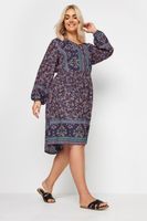 yours vestido corto azul boho de flores mujer curvy y tallas grandes yours