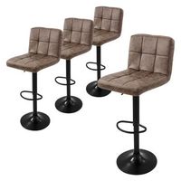 juego de 4 taburete de bar piel sintetica marron ml-design