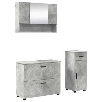 Juego De Muebles De Baño 3 Uds. Gris Concreto 76,5 X 35 X 64 Cm Vidaxl