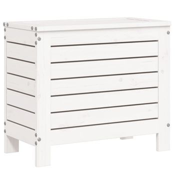 Taburete De Jardín | Otomana De Jardín | Reposapiés De Jardín Madera Maciza De Pino Blanco 62x31,5x52 Cm