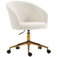 homcom silla de oficina sillon de oficina ergonomico regulable en altura asiento giratorio base de acero crema   aosom espana