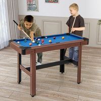 mesa de billar de 122 cm para ninos y adultos mesa de madera con juego de bolas 2 palos de billar 2 tizas triangulo cepillo azul cfw22811