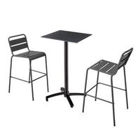 mesa alta inclinable de conjunto en negro y 2 sillas altas en gris opera - oviala