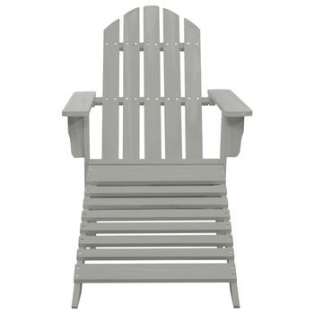 Silla De Jardín | Silla De Exterior | Sillón Con Otomana De Madera Gris