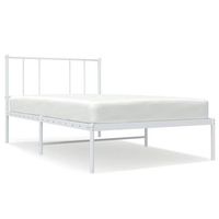 cama individual  cama de adulto  estructura cama sin colchon con cabecero metal blanco 107x203cm