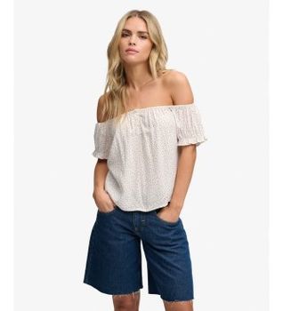 Superdry para mujer. W6012219A Top Summer blanco (L), Casual, Viscosa, Sin mangas / Tirantes