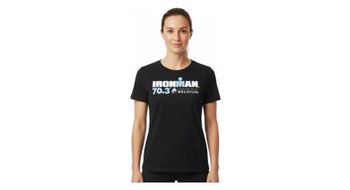 Camiseta negra de manga corta para mujer ironman 70 3 belgica