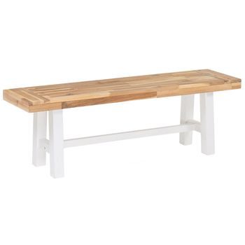Banco De Jardín Y De Comedor De Madera Clara Con Asiento Patas Blancas Para Exterior O Interior Scania