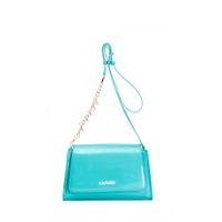 bandolera con solapa efecto charol con detalle de cadena y logotipo charms aquamarine taglia unica