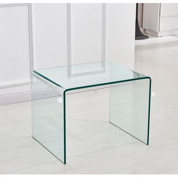 Mesa Auxiliar - Mueble Para Salón - Vidrio Templado - Transparente (50x40x45cm)