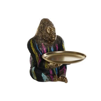 Figura Resina 38x46x50,5 Gorila Bandeja Multicolor