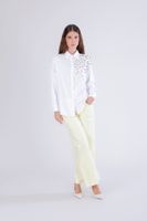 camisa oxford con aplicaciones de pedreria y tachuelas white