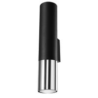 lampara de pared cromo negro acero alt 29 cm