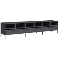 mueble tv  mueble de salon  mesa de tv acero laminado en frio antracita 202x39x435 cm