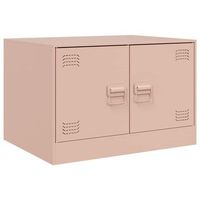 mesa de centro con dos puertas diseno industrial 67 x 50 x 44 cm acero rosa dec039914