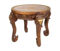 mesa de centro de madera y metal marron 52x52x40