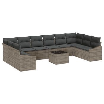 Conjunto De Sofás De Jardín Gris Claro Ratán Sintético Vidaxl