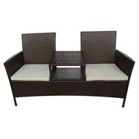sofa de jardin de 2 plazas  sofa de exterior con mesita ratan sintetico marron