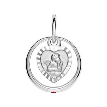 Anillo de bautizo de plata 925 colgante ángel de rubí