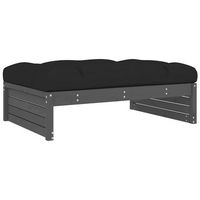 taburete de jardin  otomana de jardin  reposapies de jardin madera maciza de pino gris 120x80 cm