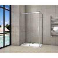 aica mampara corredera frontal y panel lateral perfil cromado vidrio antical 8mm 1075-1095x883-903x1950mm